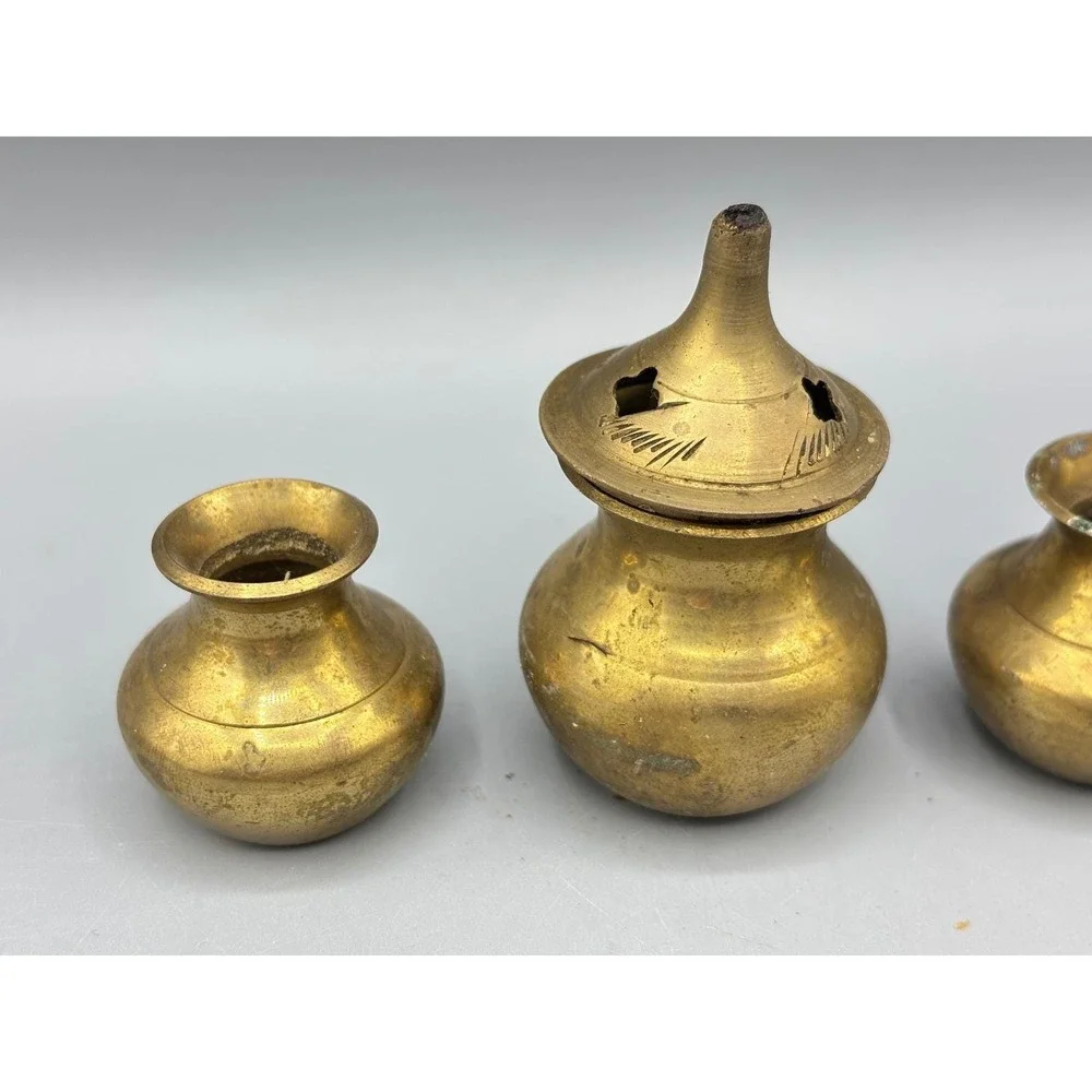 Vtg Brass Copper Miniature‎ Vases and Incense Burners Lot Home Decor